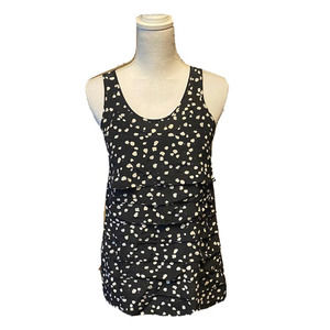 Halogen Tank Top Size X-Small Black White Polka Dot 100% Silk